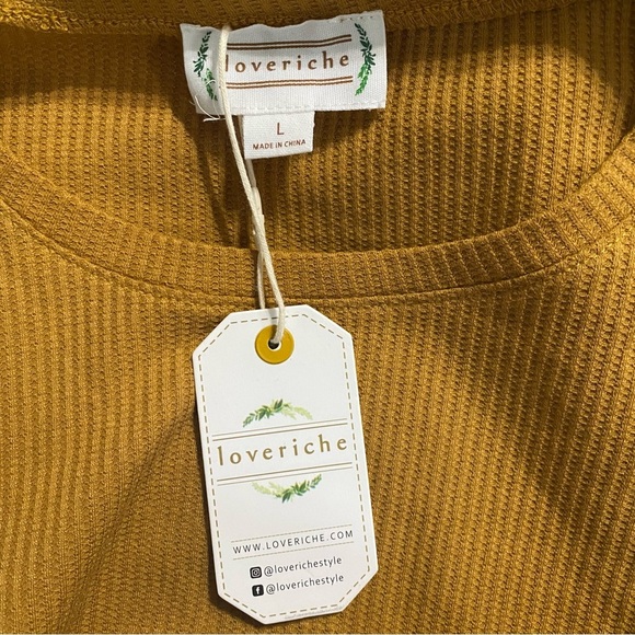 NWT Loveriche Mustard Yellow Thermal Ruffle Flutter Sleeve Top - Picture 5 of 6